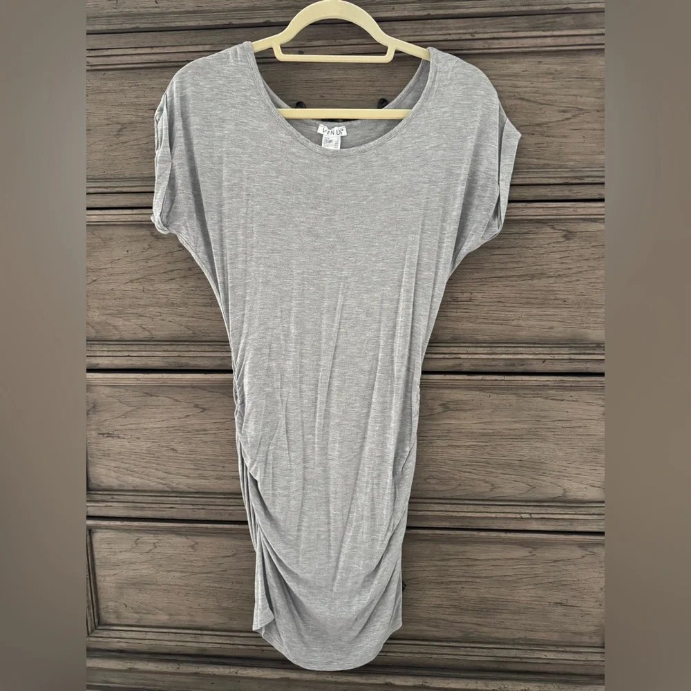 VENUS Gray T-Shirt Dress EUC Short Sleeve Mini Dress Rayon Spandex Small - Picture 3 of 10